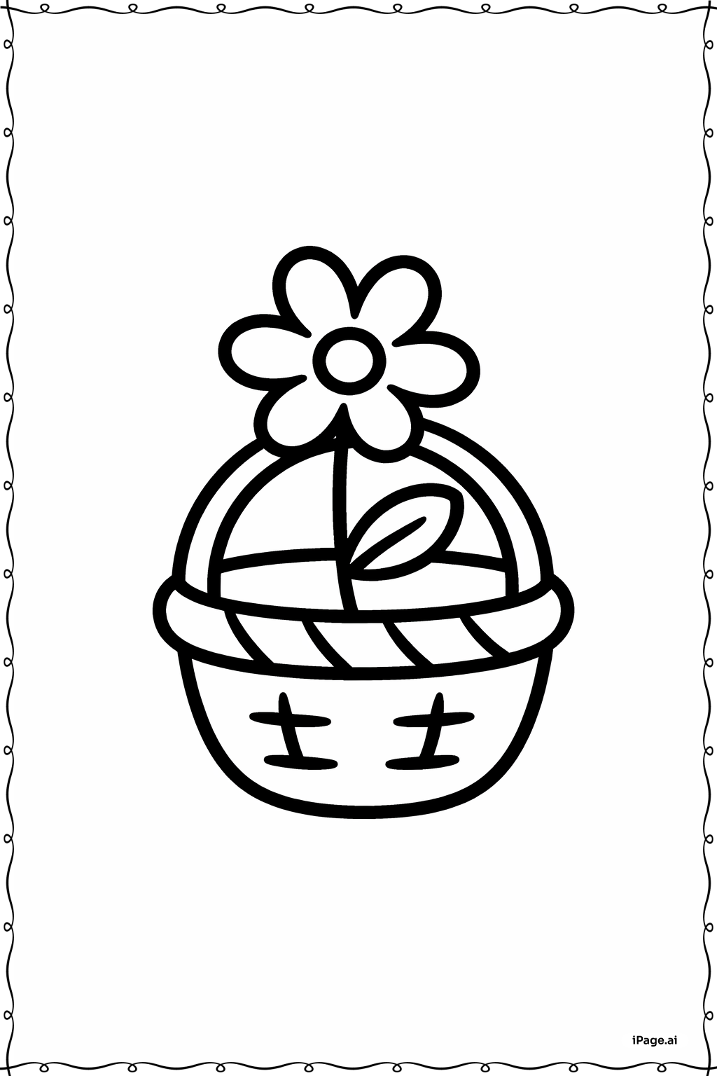 Página para colorear de Cesta con flor Él ha resucitado