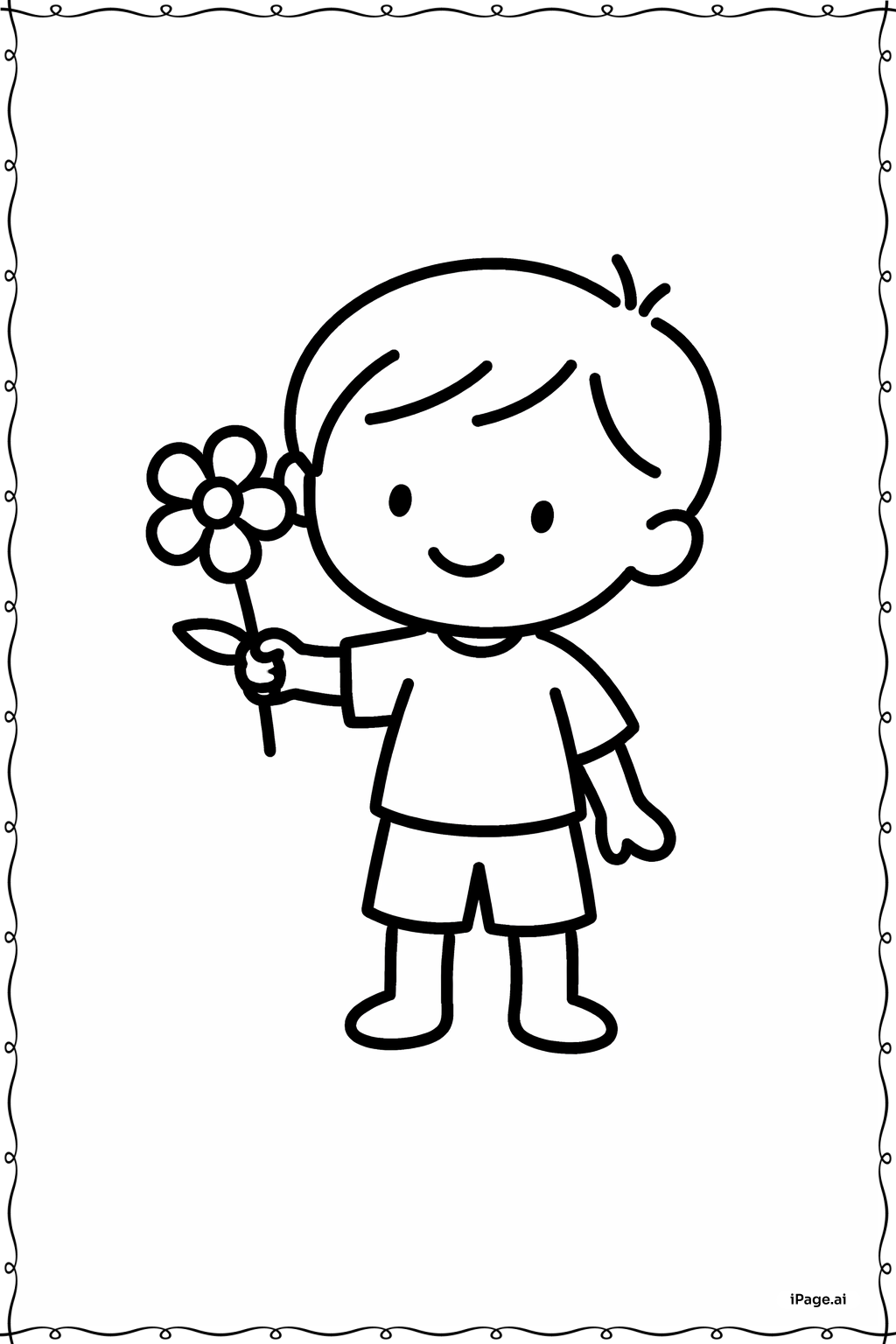 Página para colorear de Niño Resucitado con Flor