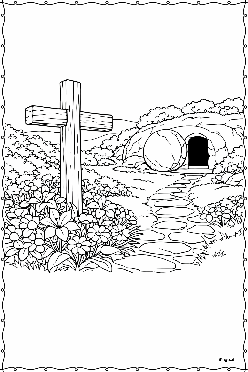 Él Ha Resucitado Jardín con Cruz en Flor