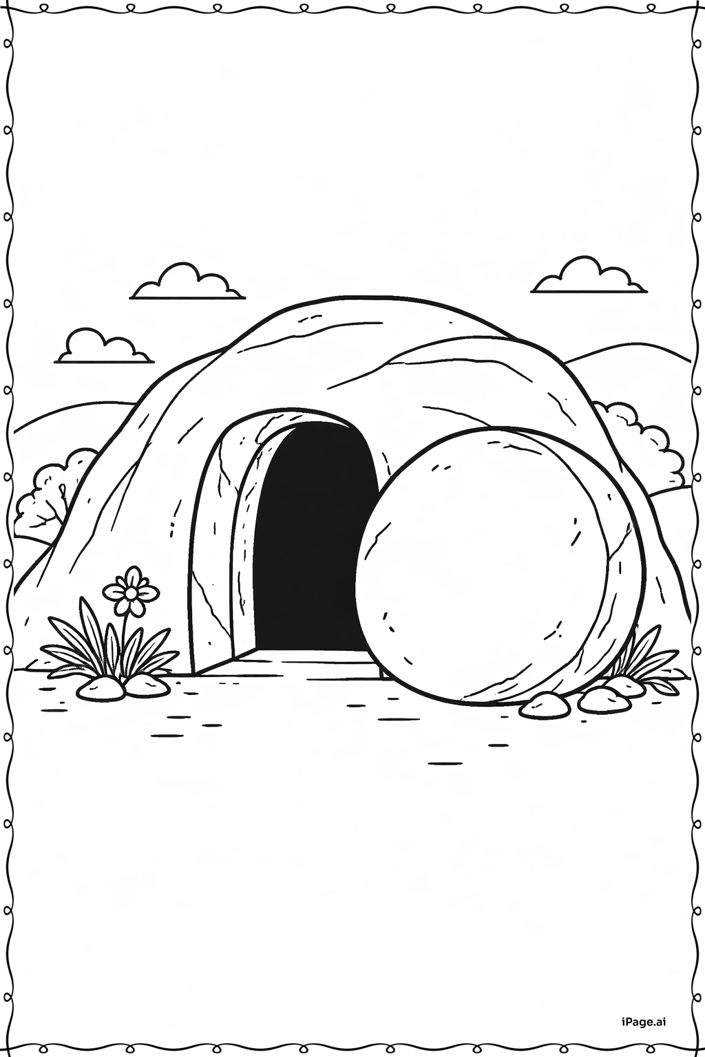 Página para colorear de Él ha resucitado piedra rodante