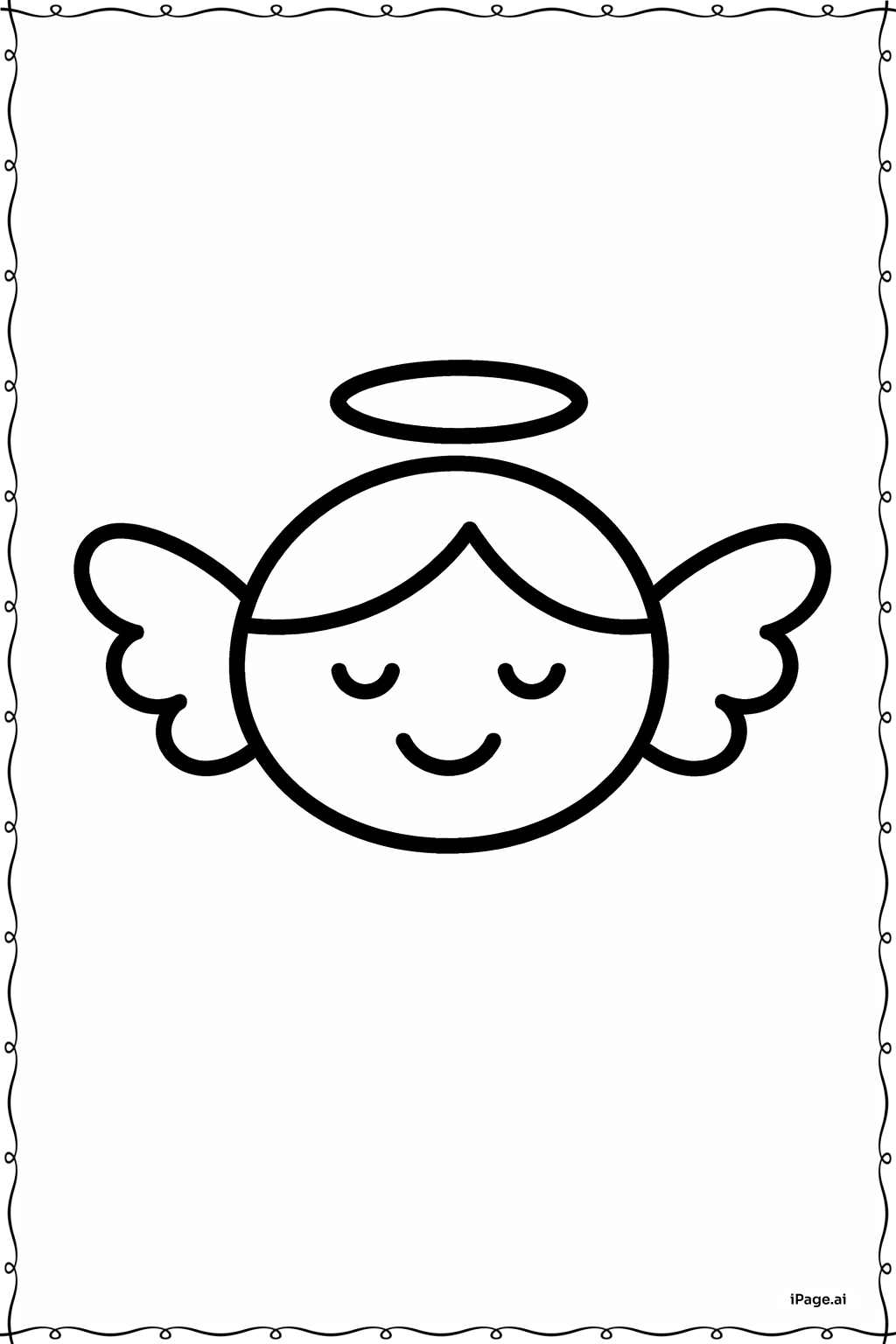 Página para colorear de Él ha resucitado Cara sonriente de ángel