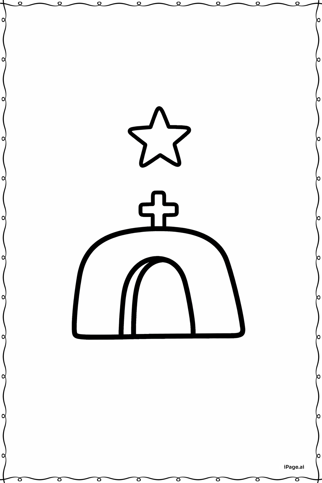 Página para colorear de Él es la estrella resucitada sobre la tumba