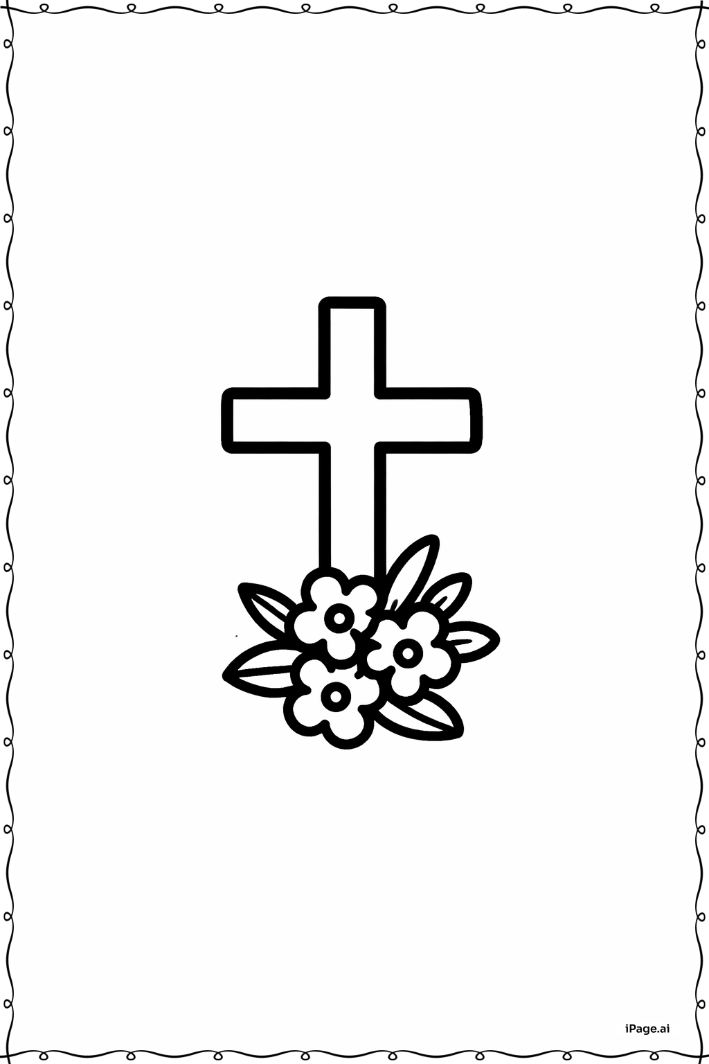 Página para colorear de Él ha resucitado Ramo pequeño de cruz