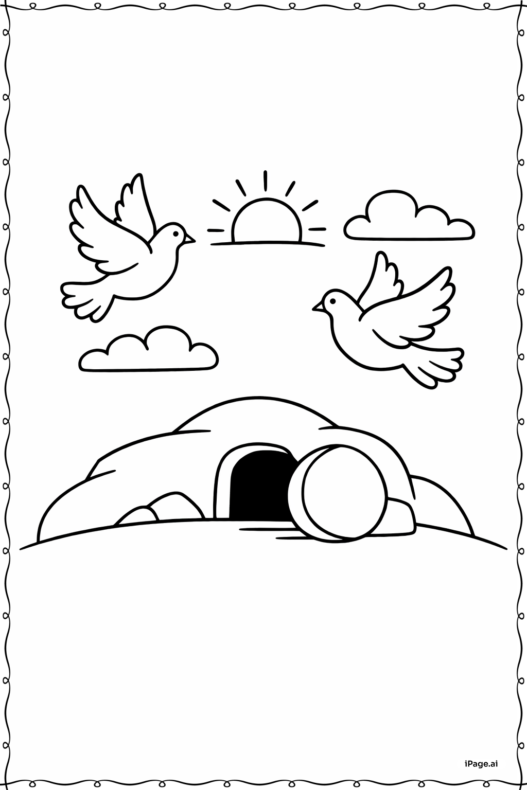 Página para colorear de Él Ha Resucitado Dos Palomas Arriba