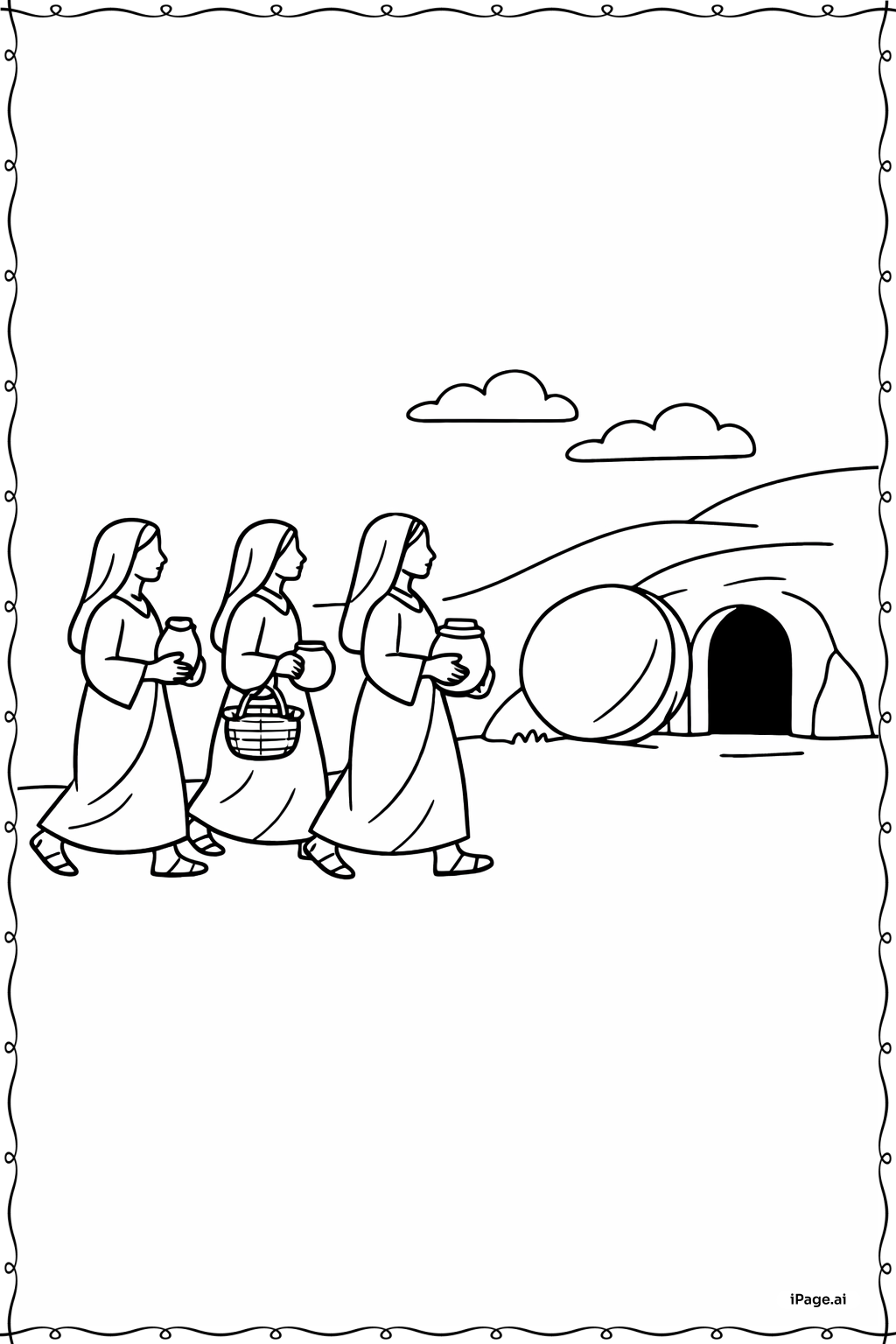 Página para colorear de Él Ha Resucitado Mujeres Con Especias