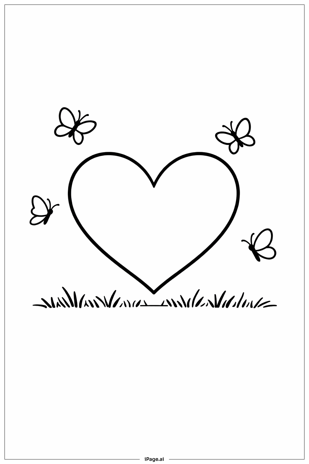 Heart And Butterflies Coloring Page