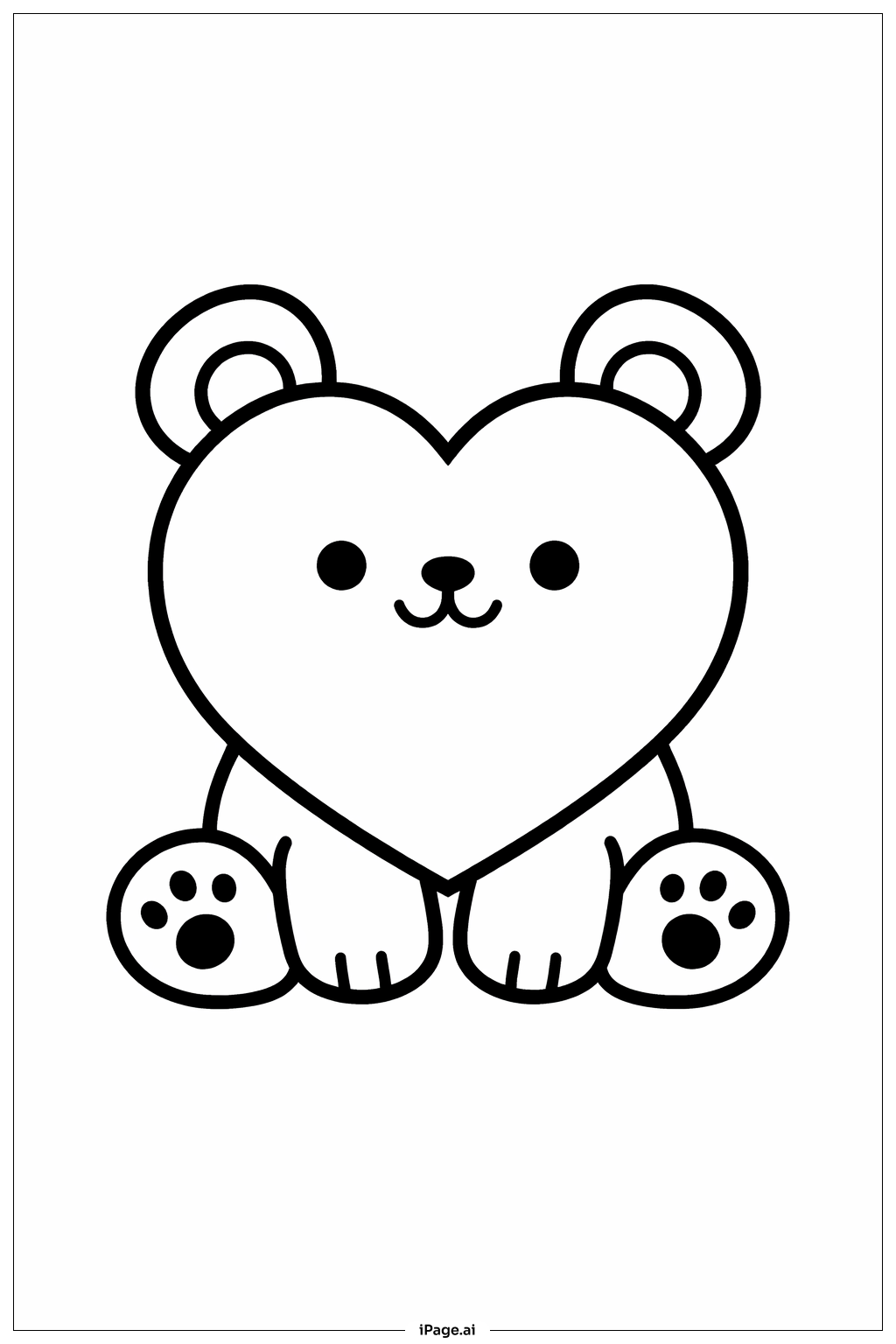 Heart Bear Coloring Page