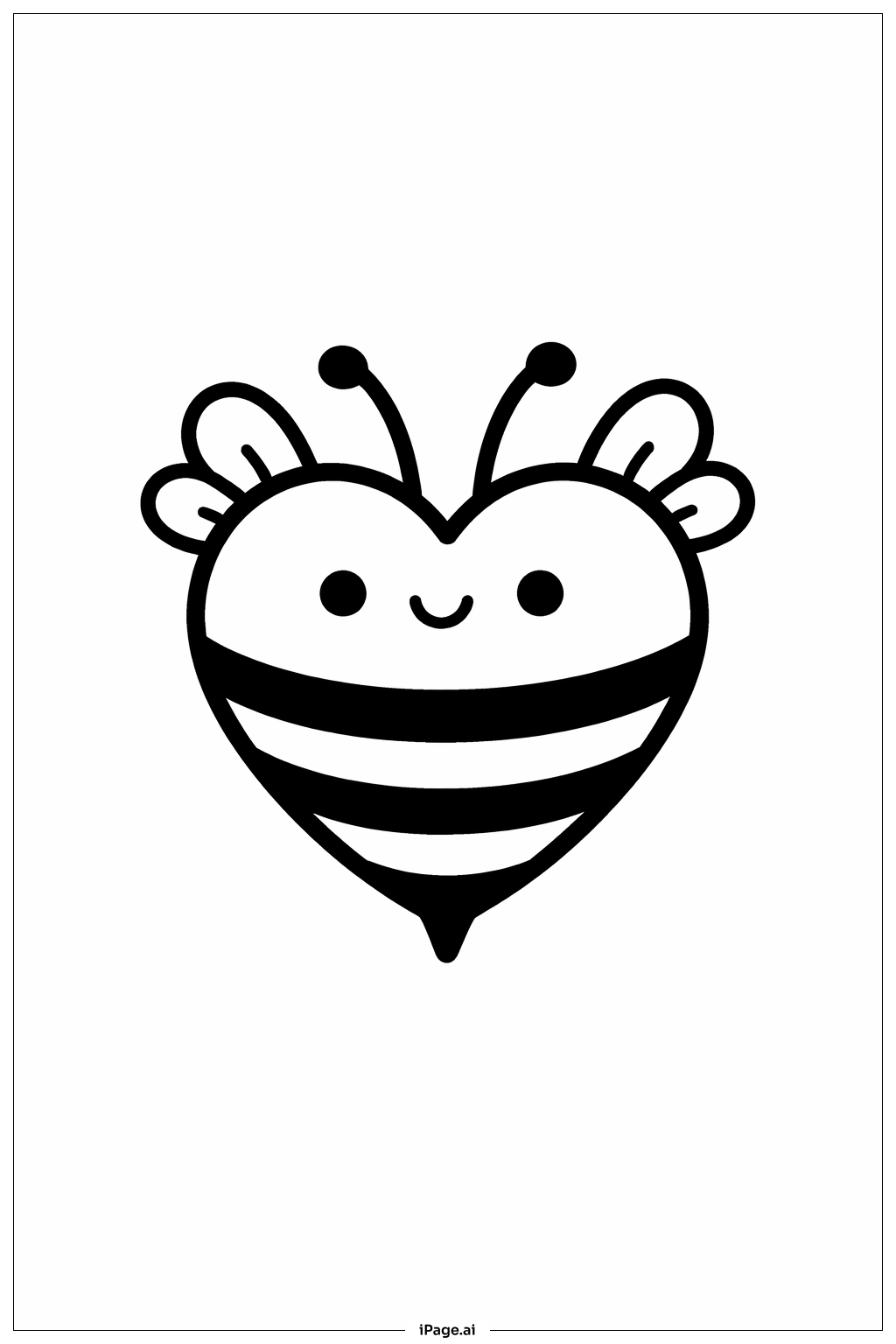 Heart Bee Coloring Page