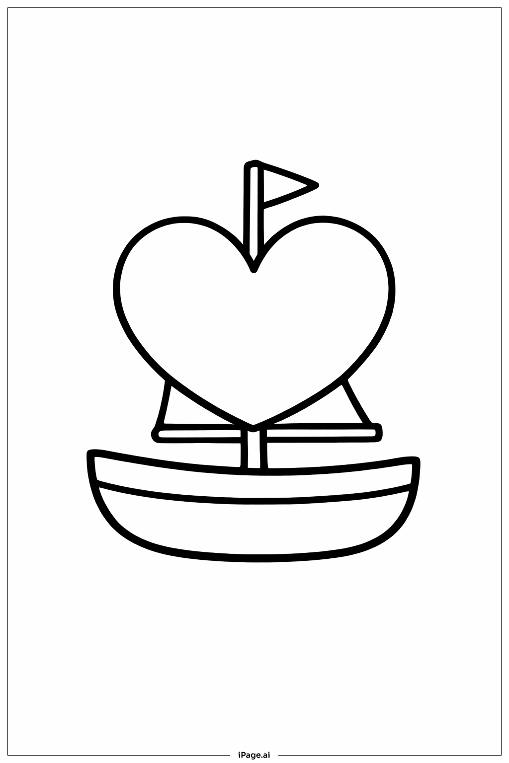 Heart Boat Coloring Page