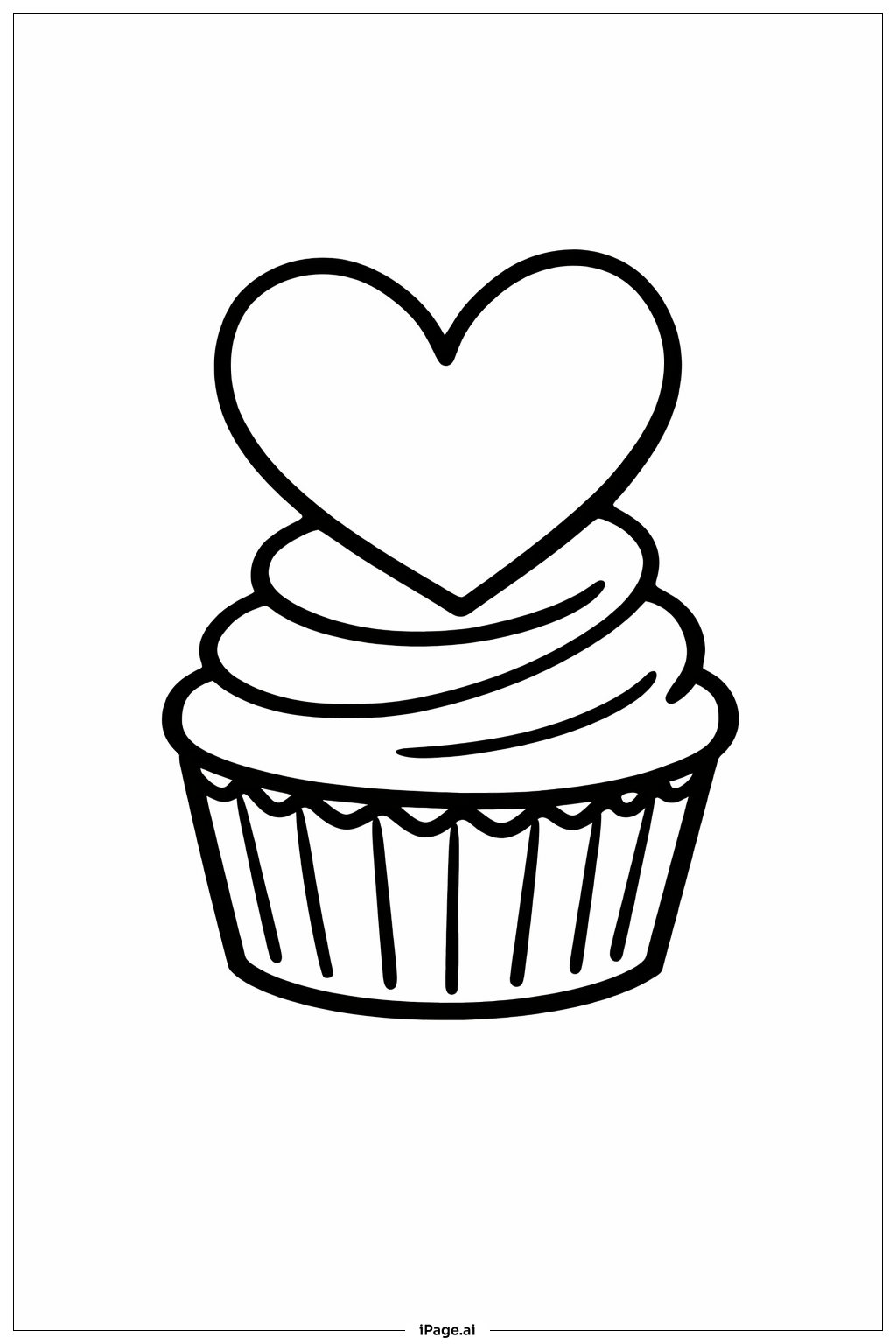 Heart Cupcake Coloring Page