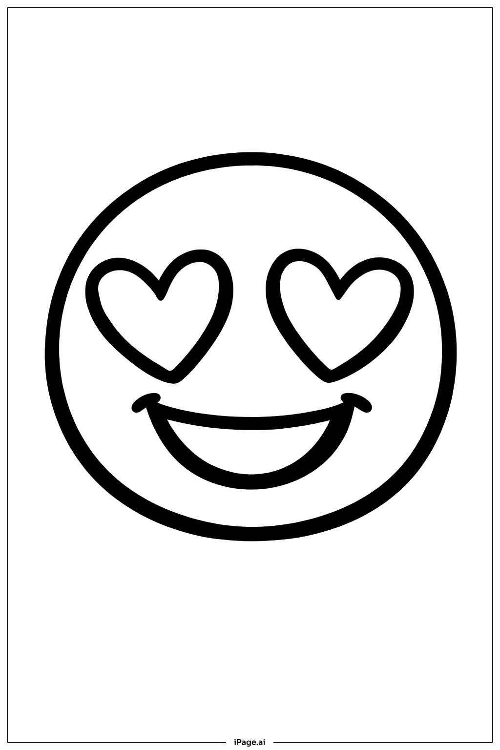  Page de coloriage Émoji aux yeux en forme de cœur 