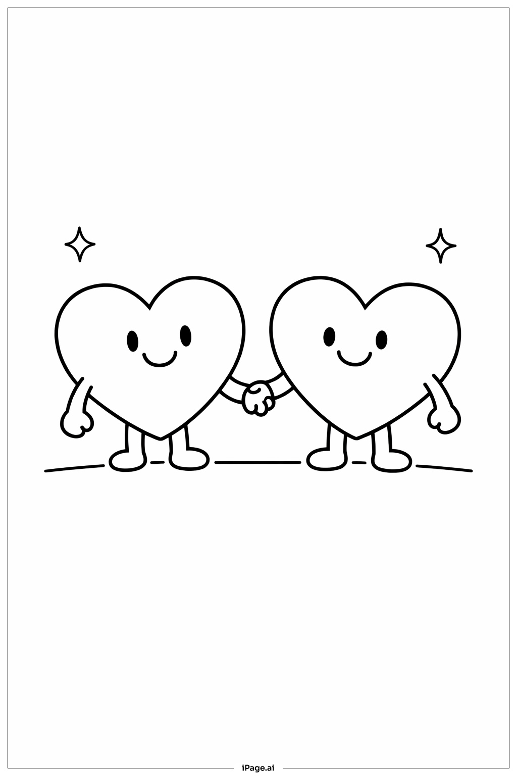 Heart Holding Hands Coloring Page