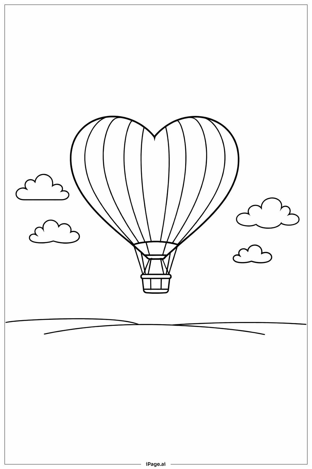 Heart Hot Air Balloon Coloring Page