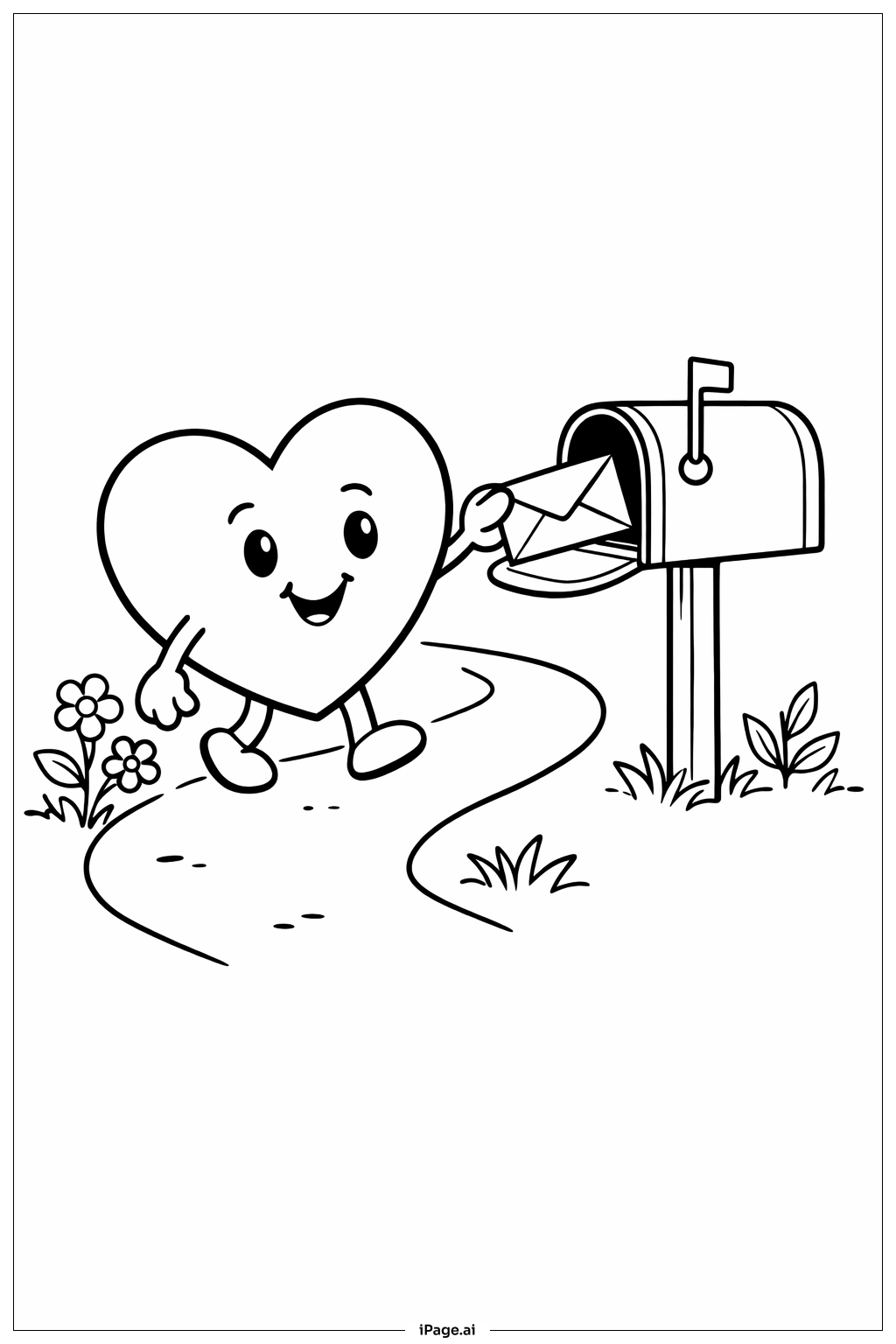 Heart Mailbox Delivery Coloring Page