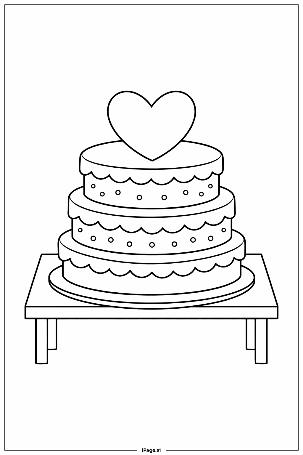 Heart On A Cake Coloring Page