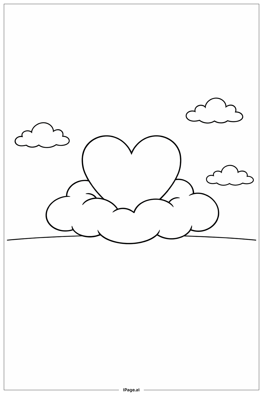 Heart On A Cloud Coloring Page