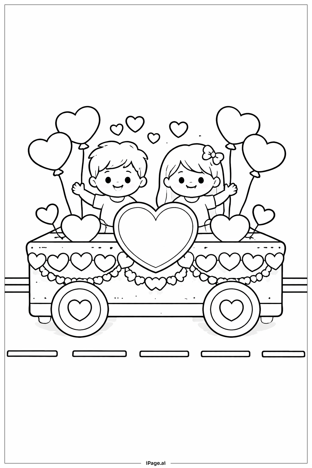 Heart Parade Float Coloring Page