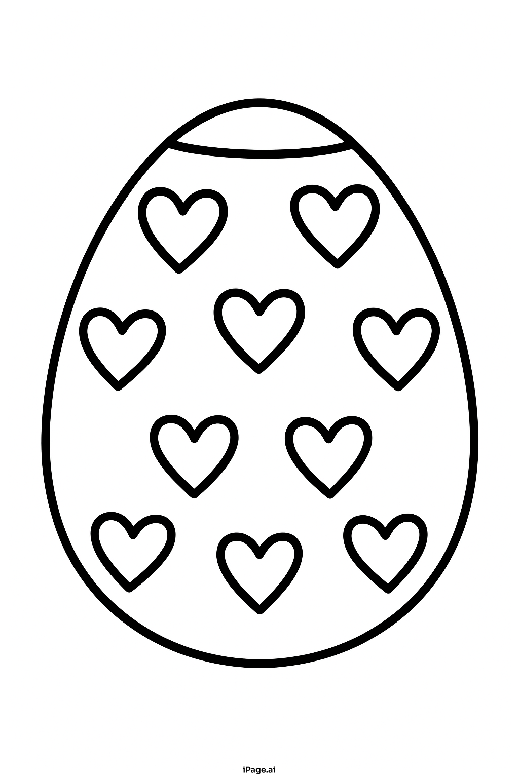  爱心图案复活节彩蛋填色页 