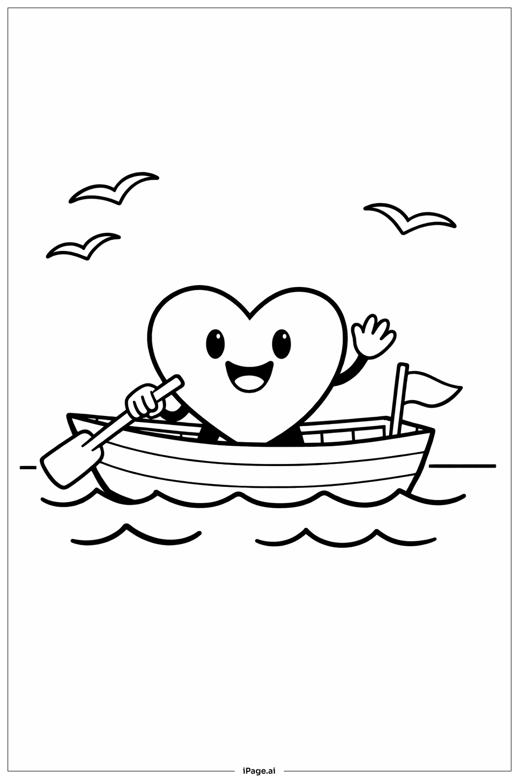 Heart Sea Adventure Coloring Page