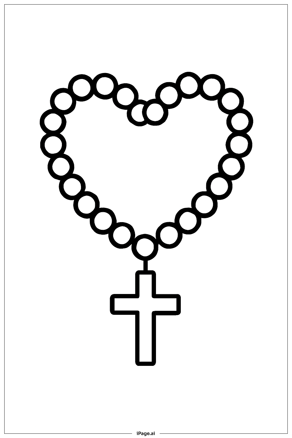  Heart-Shaped Rosary Loop Coloring Page 