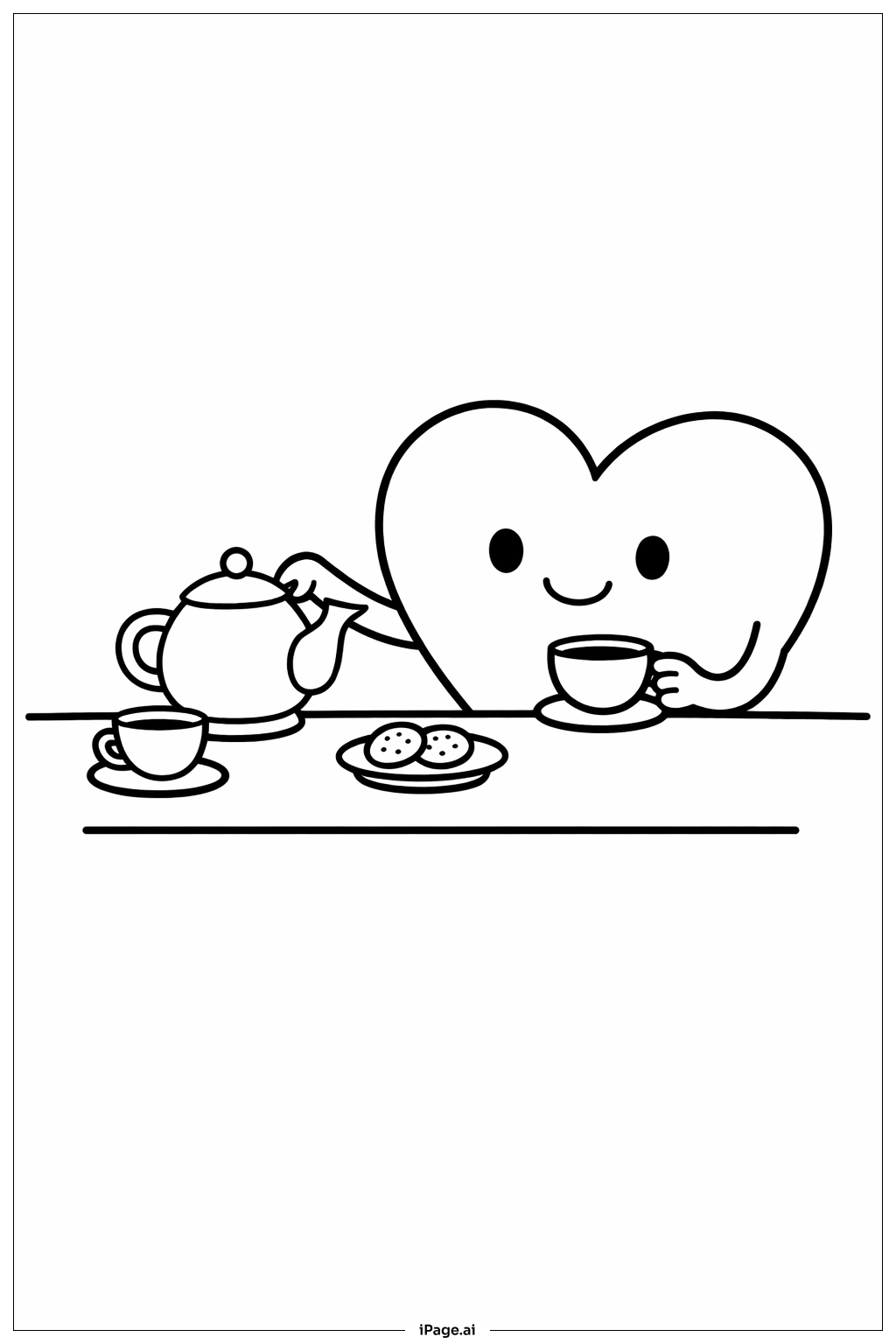 Heart Tea Party Coloring Page