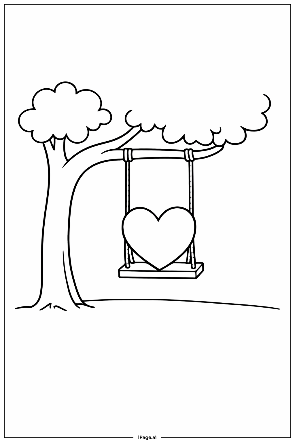 Heart Tree Swing Coloring Page