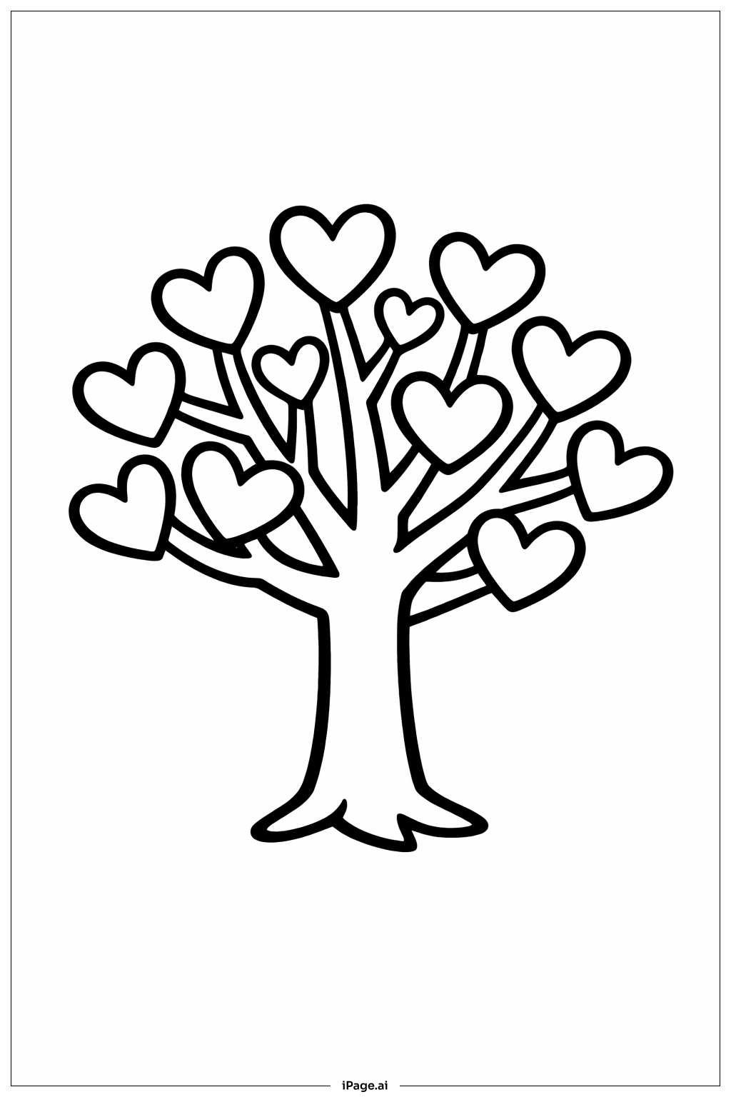 Heart Tree Coloring Page