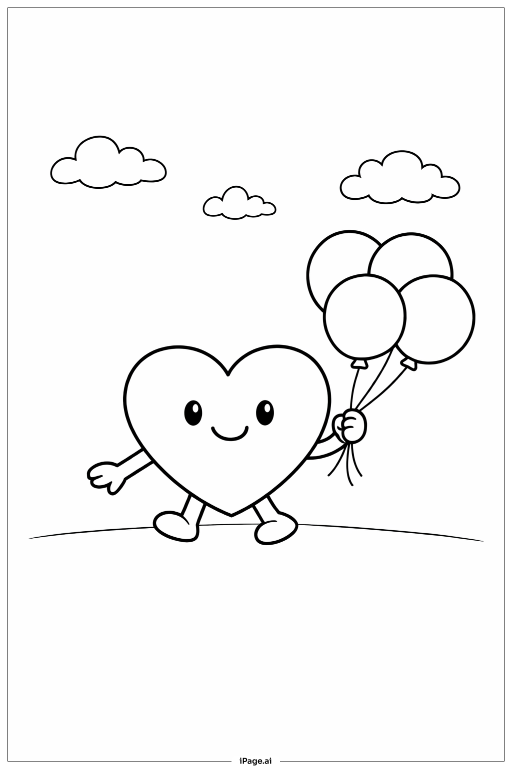 Heart With Balloons Coloring Page
