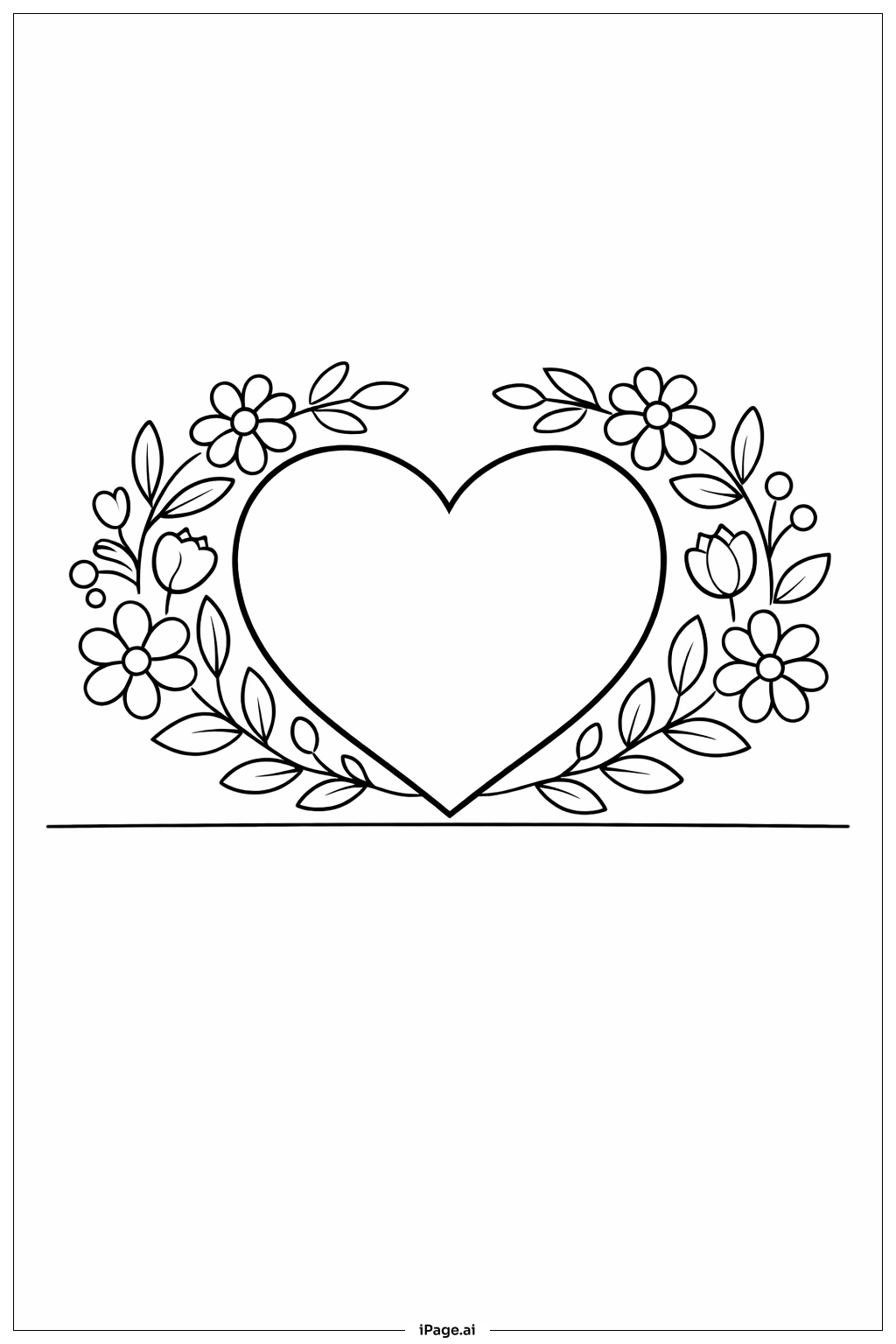 Heart With Flowers Coloring Page