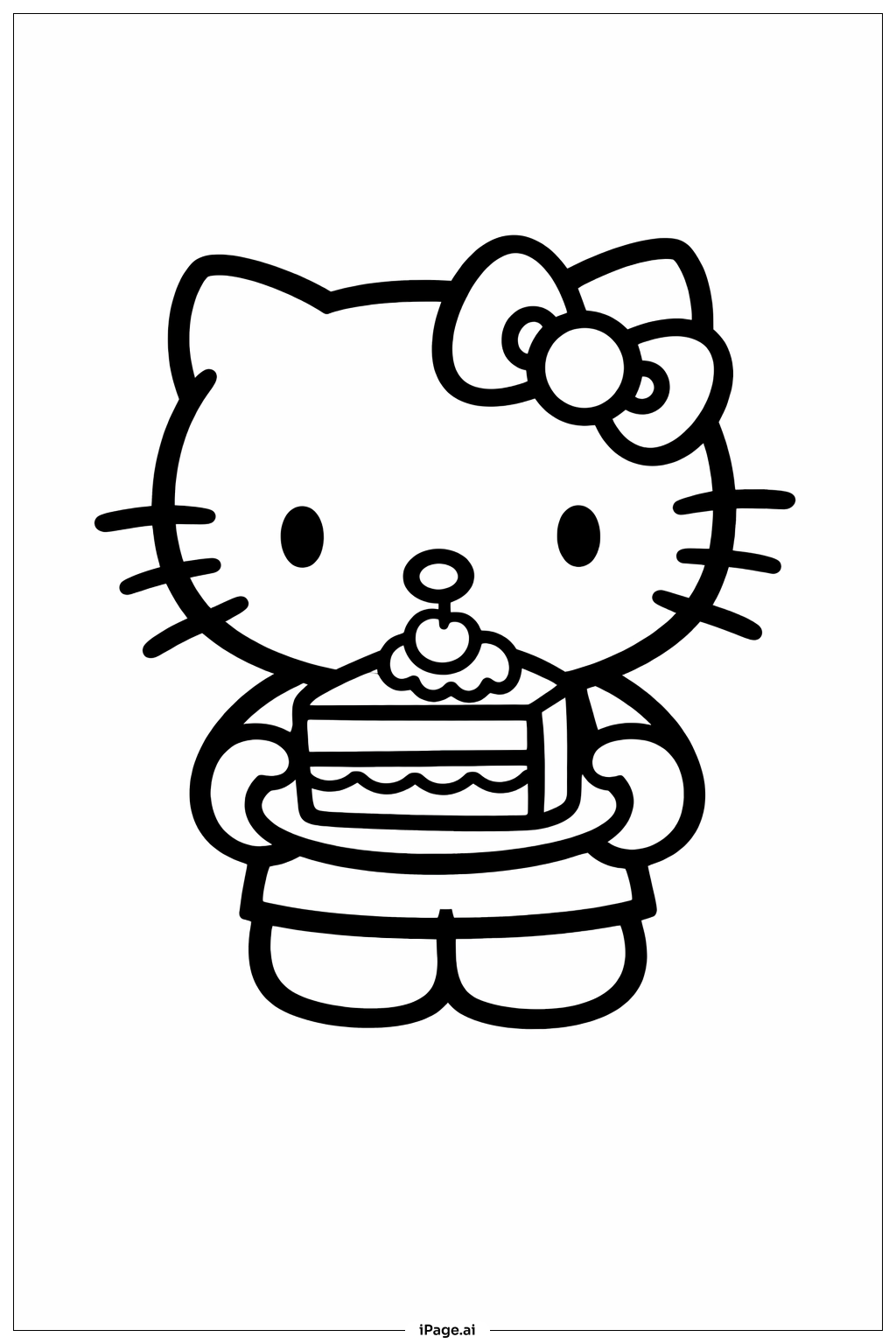 헬로키티 케이크 먹기 색칠공부 페이지