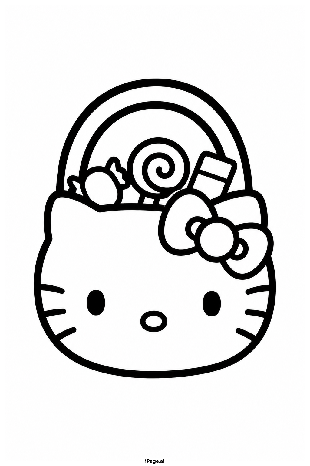 ハローキティのハロウィンキャンディバッグの塗り絵ページ