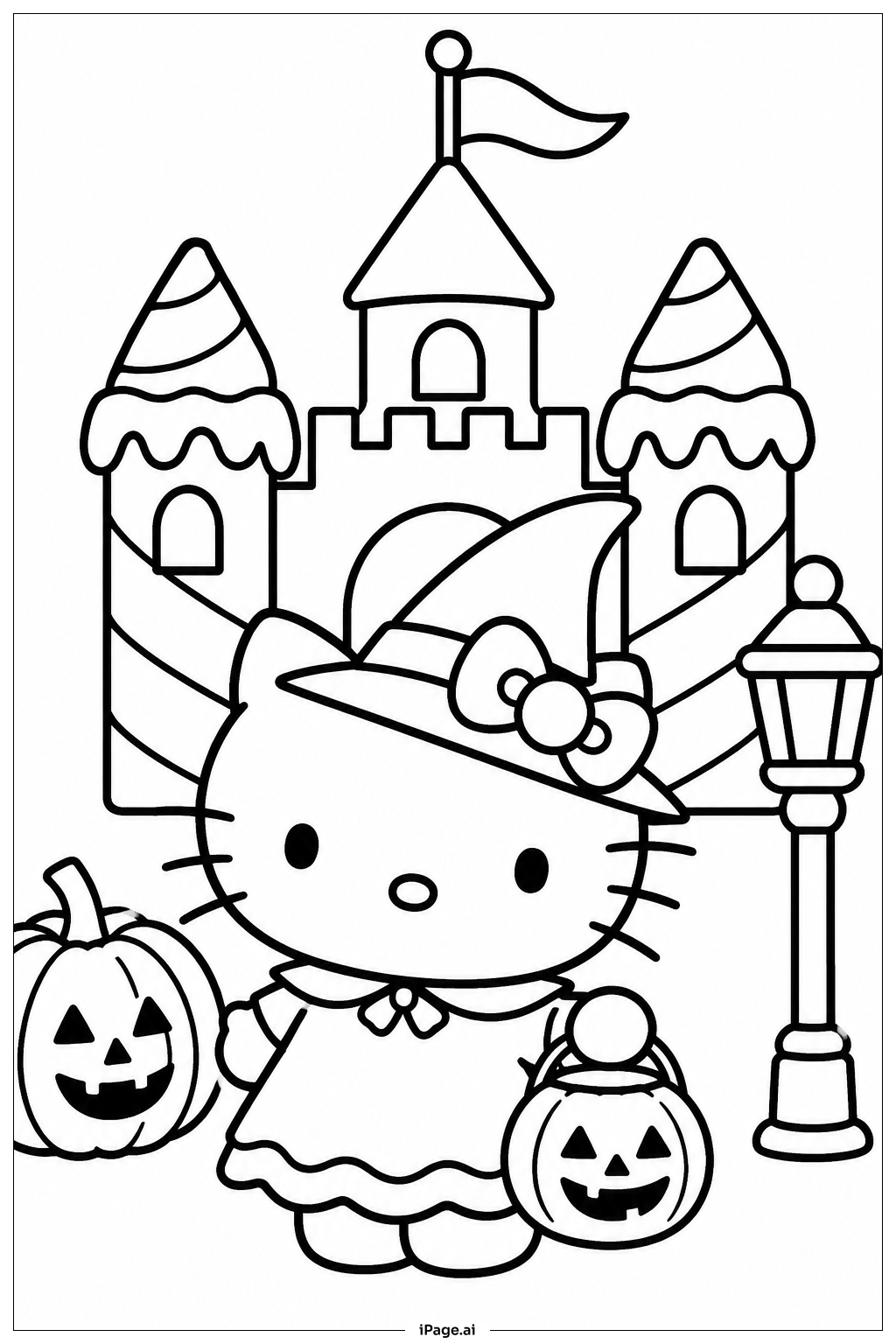 Hello Kitty Halloween Candy Castle Ausmalseite