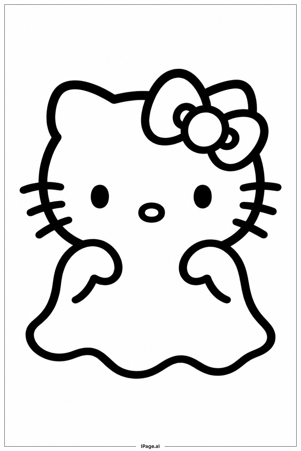 ハロウィンおばけのハローキティの塗り絵ページ