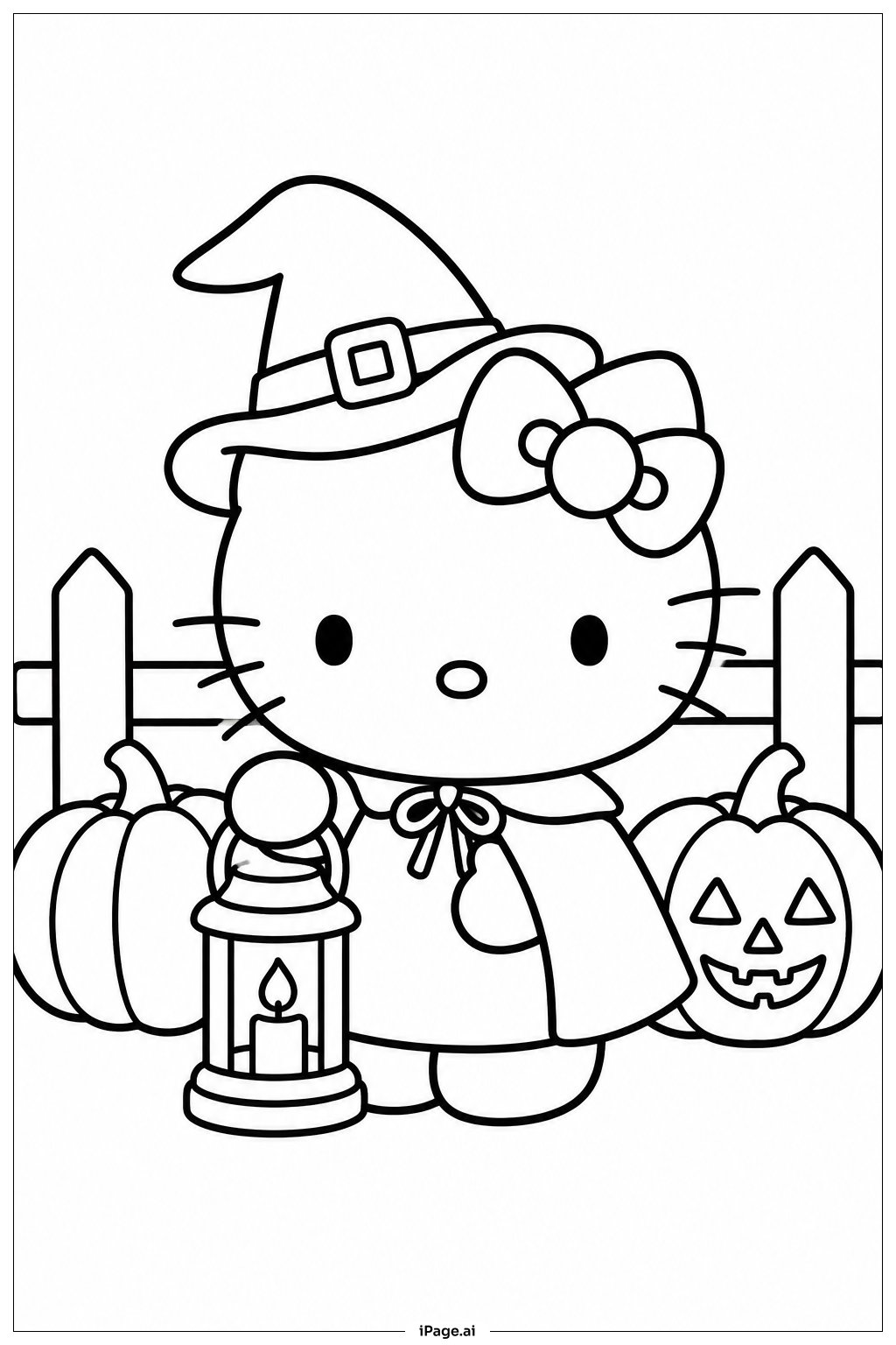 Hello Kitty Halloween Laternenspaziergang Ausmalseite