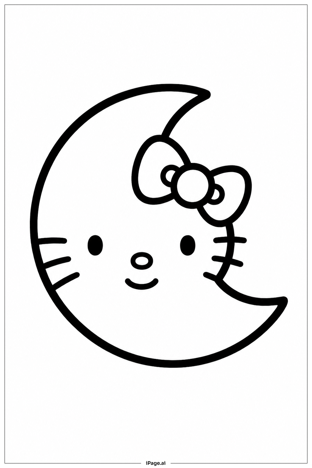 ハロウィンの月とハローキティの塗り絵ページ