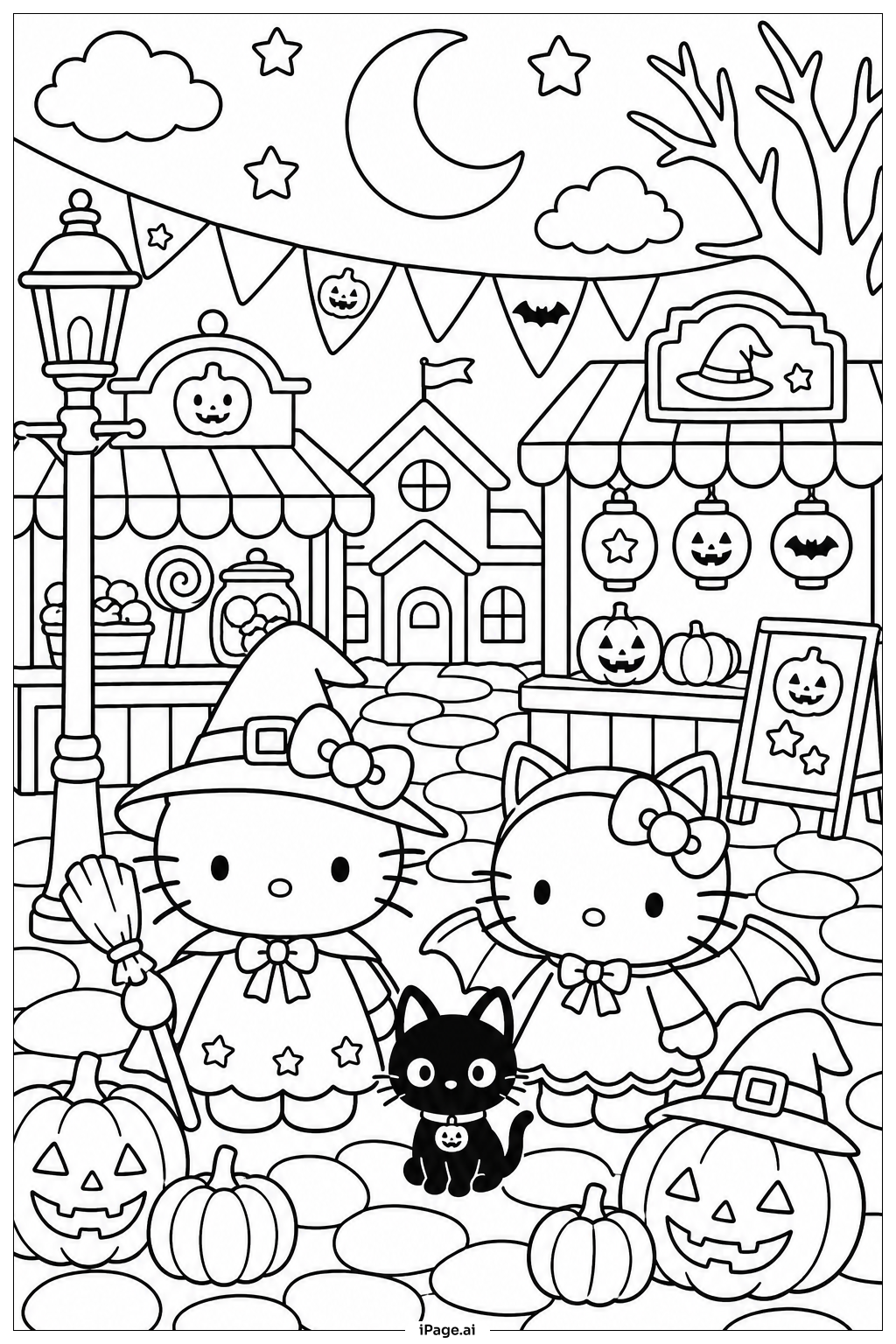 Hello Kitty Halloween Dorffest Ausmalseite