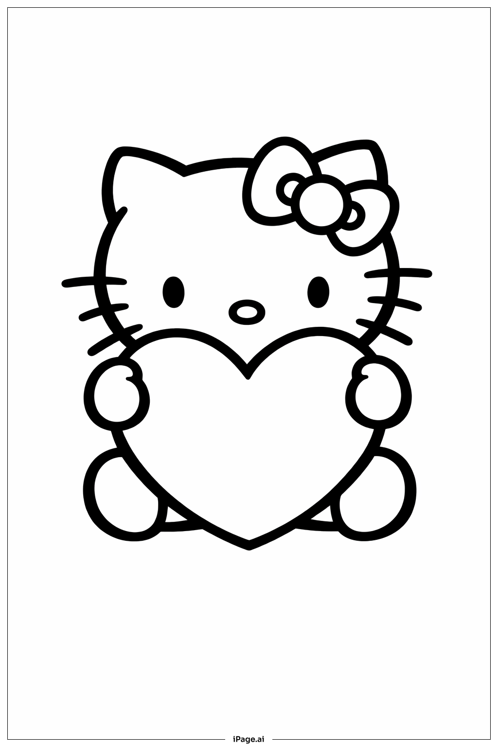 하트 들고 있는 헬로 키티 색칠공부 페이지