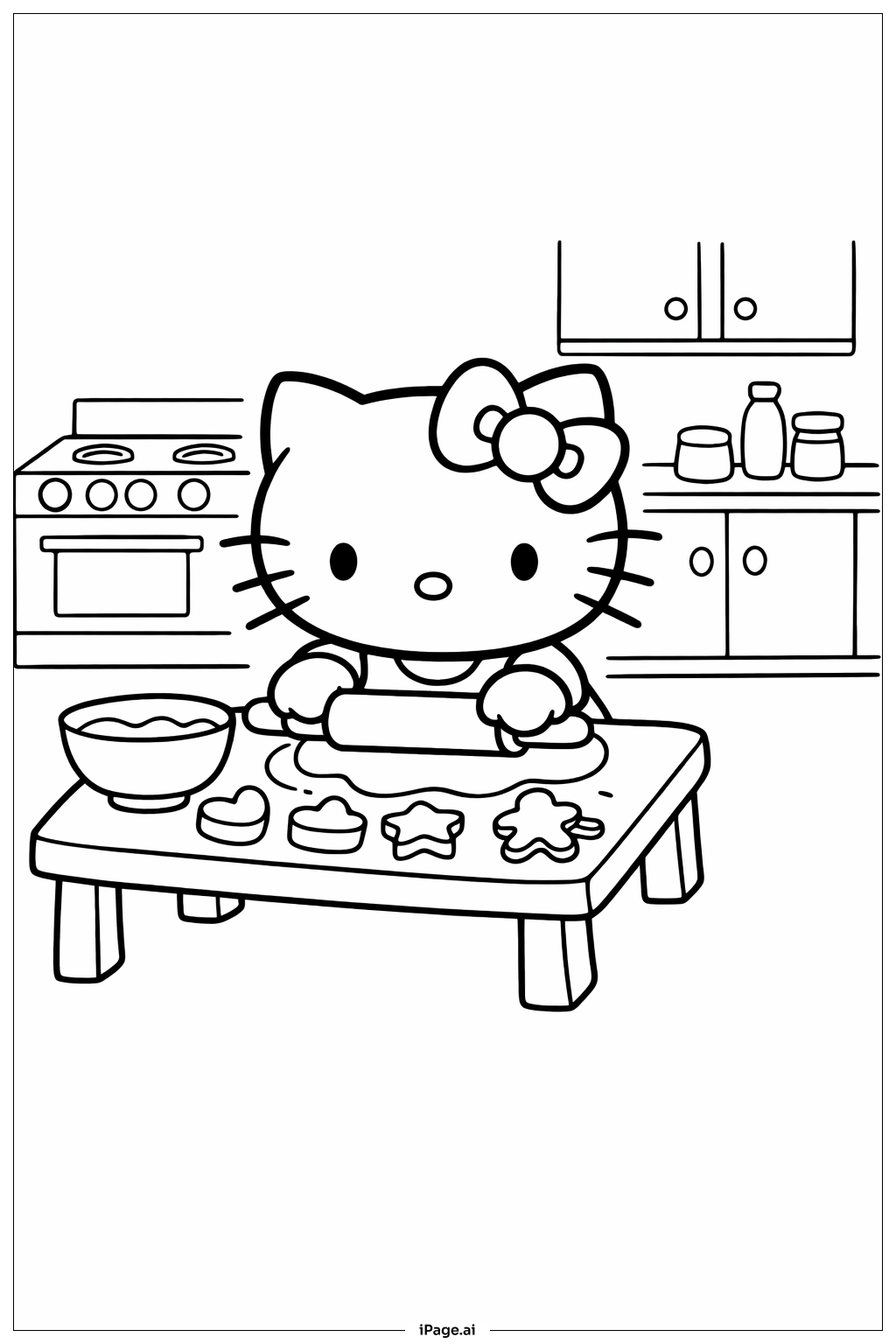 헬로키티 마시멜로 쿠키 굽기 색칠공부 페이지