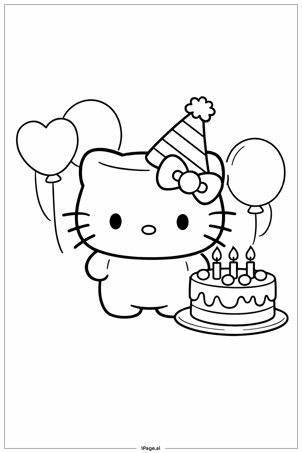 헬로 키티 마시멜로 생일 파티 색칠공부 페이지