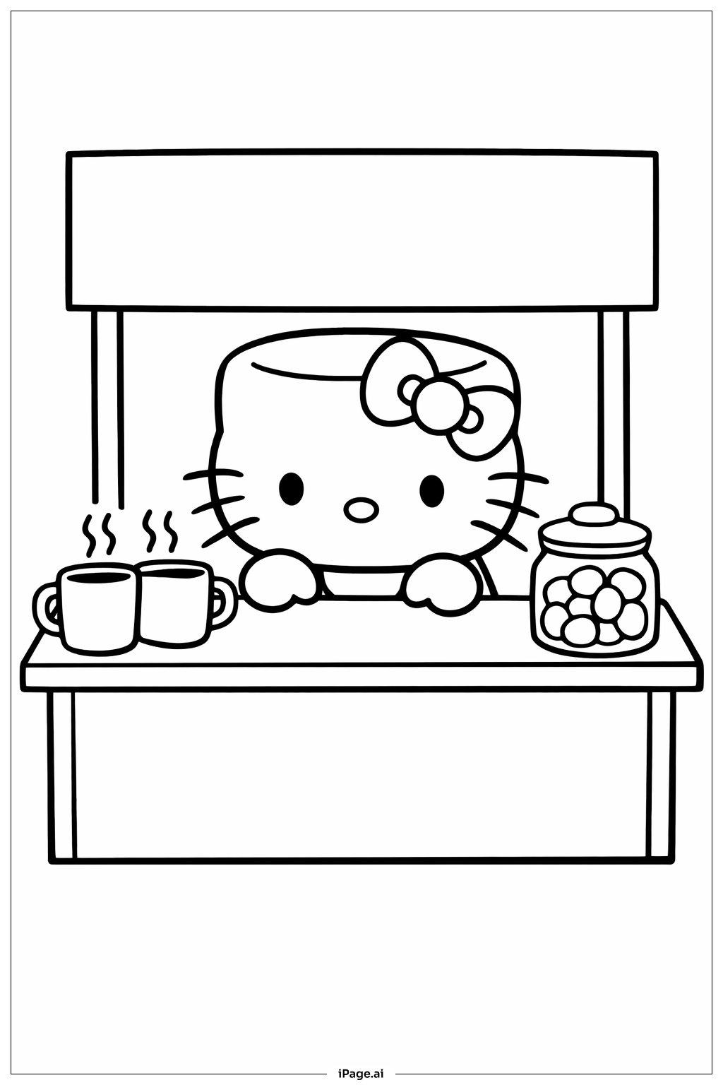 헬로키티 마시멜로 핫코코아 가판대 색칠공부 페이지