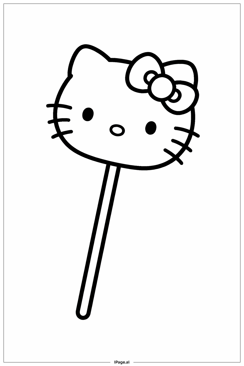 스틱에 꽂힌 헬로 키티 마시멜로우 색칠공부 페이지