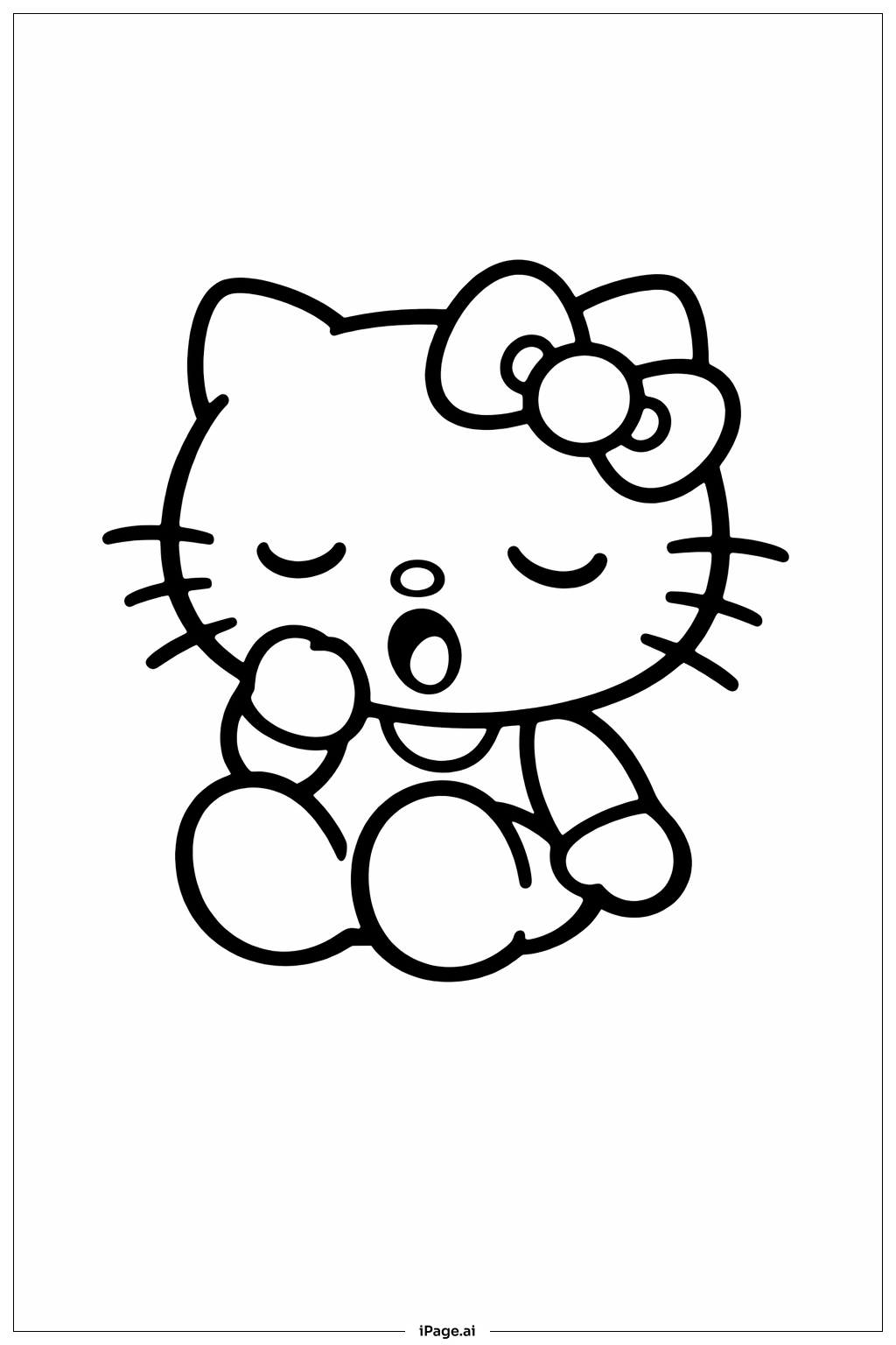 헬로 키티 마시멜로우 졸림 색칠공부 페이지