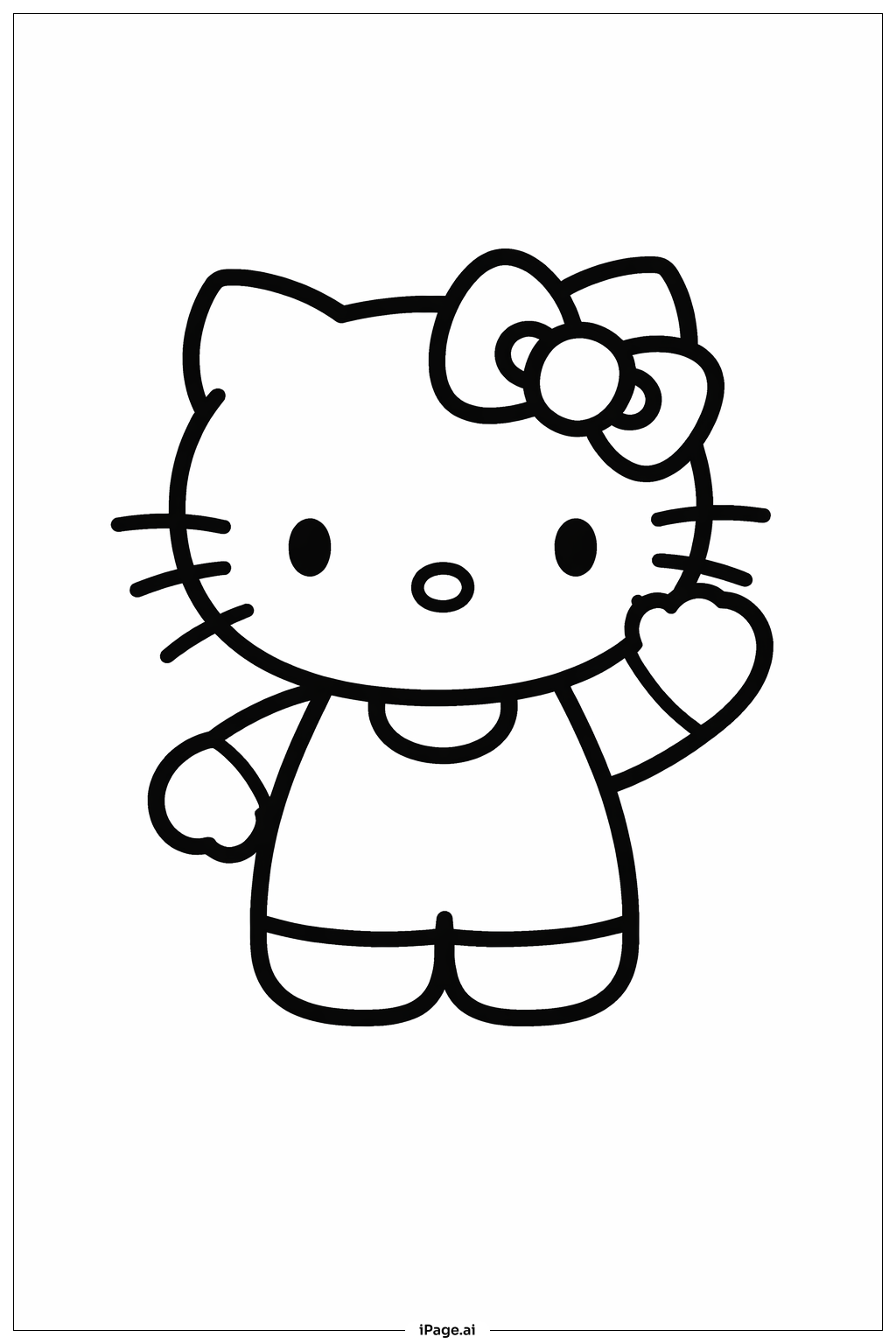 헬로키티 마시멜로우 손 흔드는 모습 색칠공부 페이지