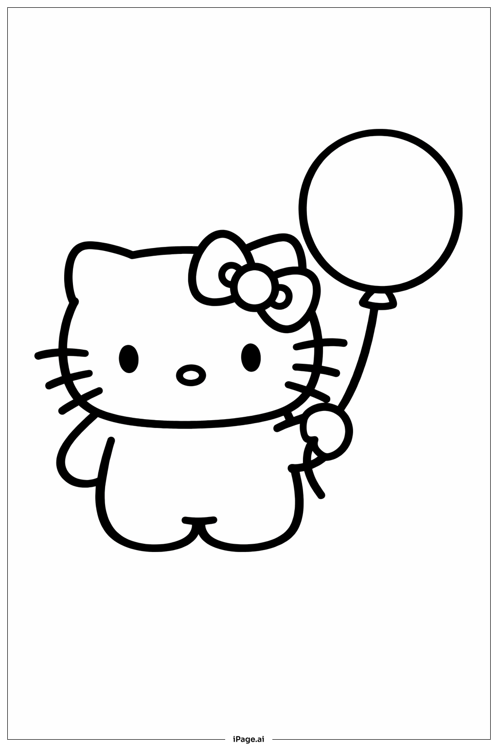 풍선을 든 헬로 키티 마시멜로 색칠공부 페이지
