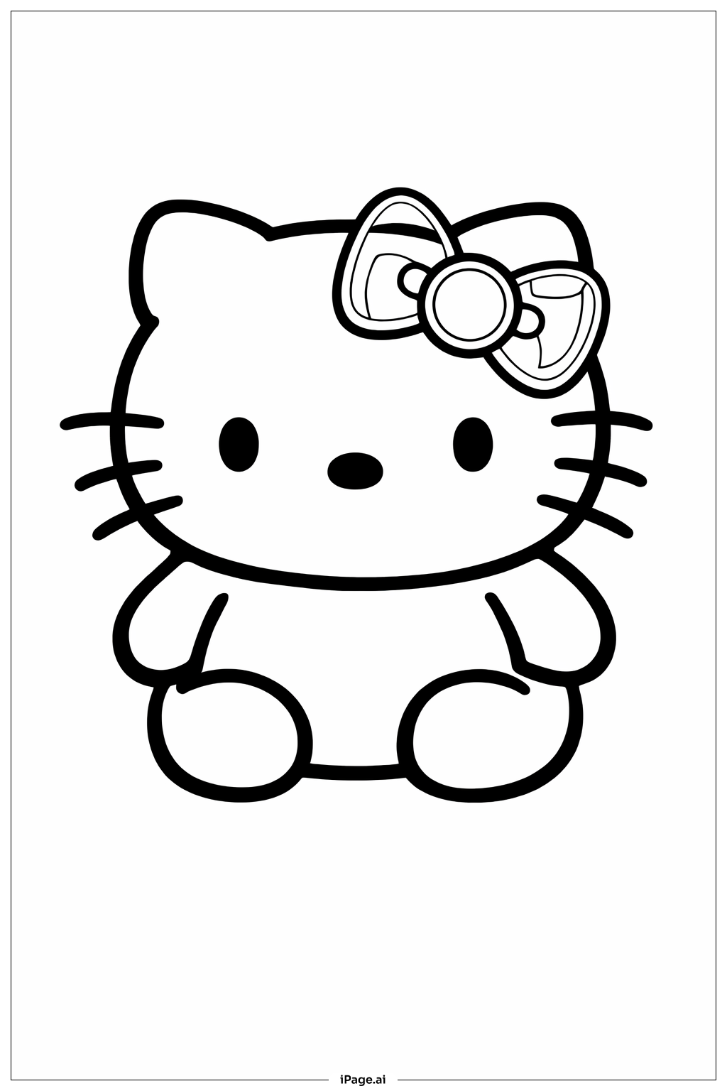 리본을 단 헬로키티 마시멜로 색칠공부 페이지