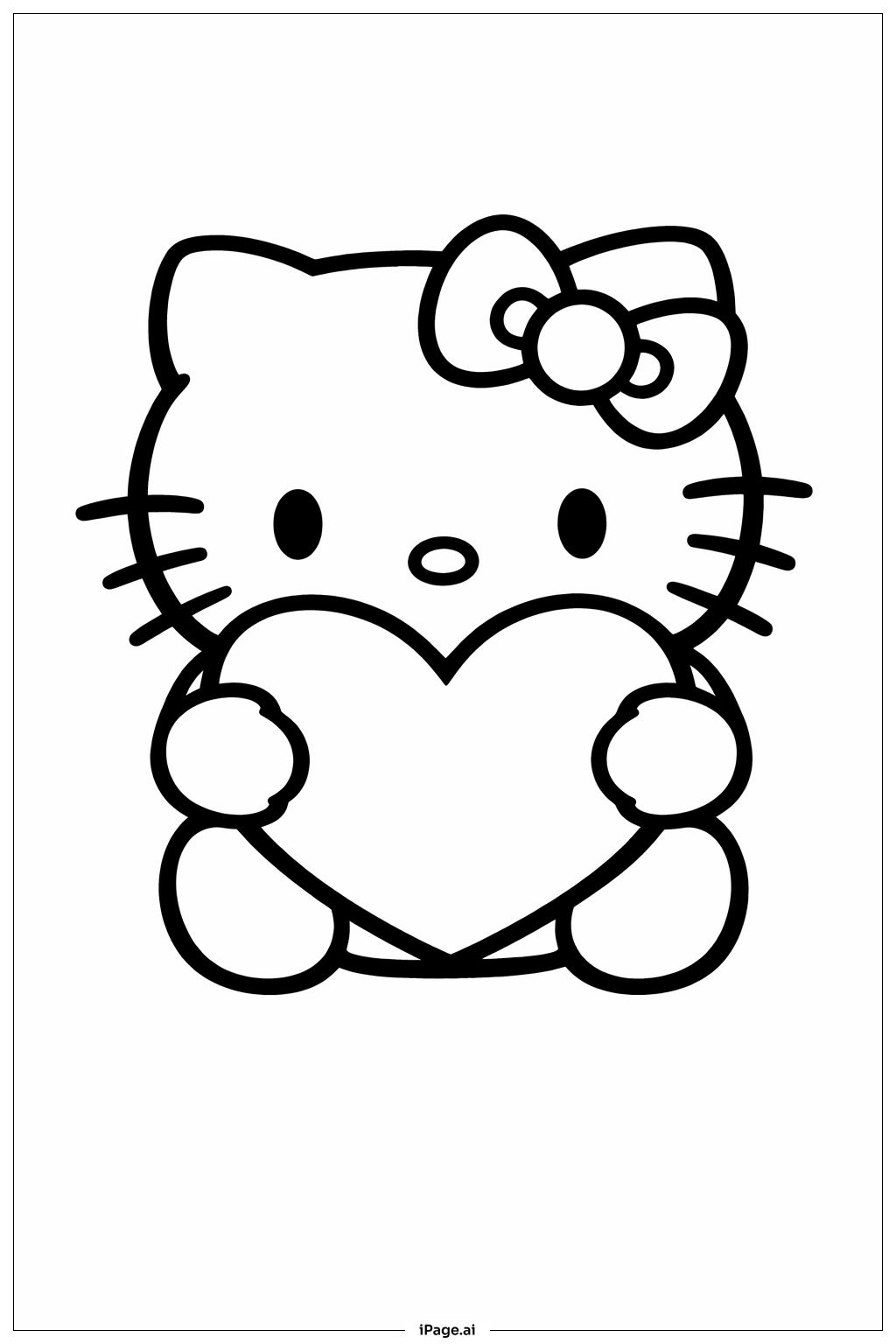 하트와 함께 하는 헬로키티 마시멜로우 색칠공부 페이지