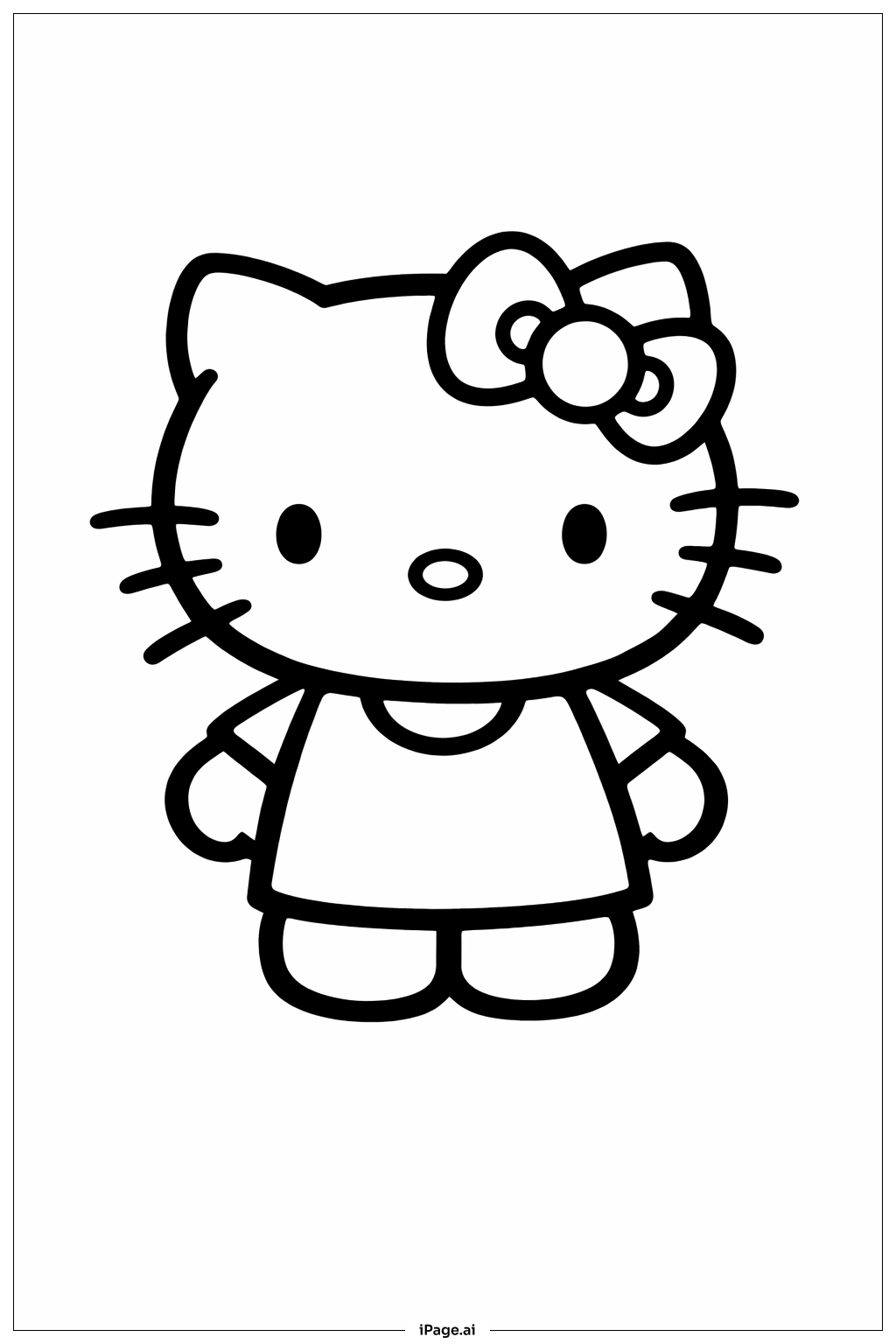 헬로키티 서서 웃는 모습 색칠공부 페이지