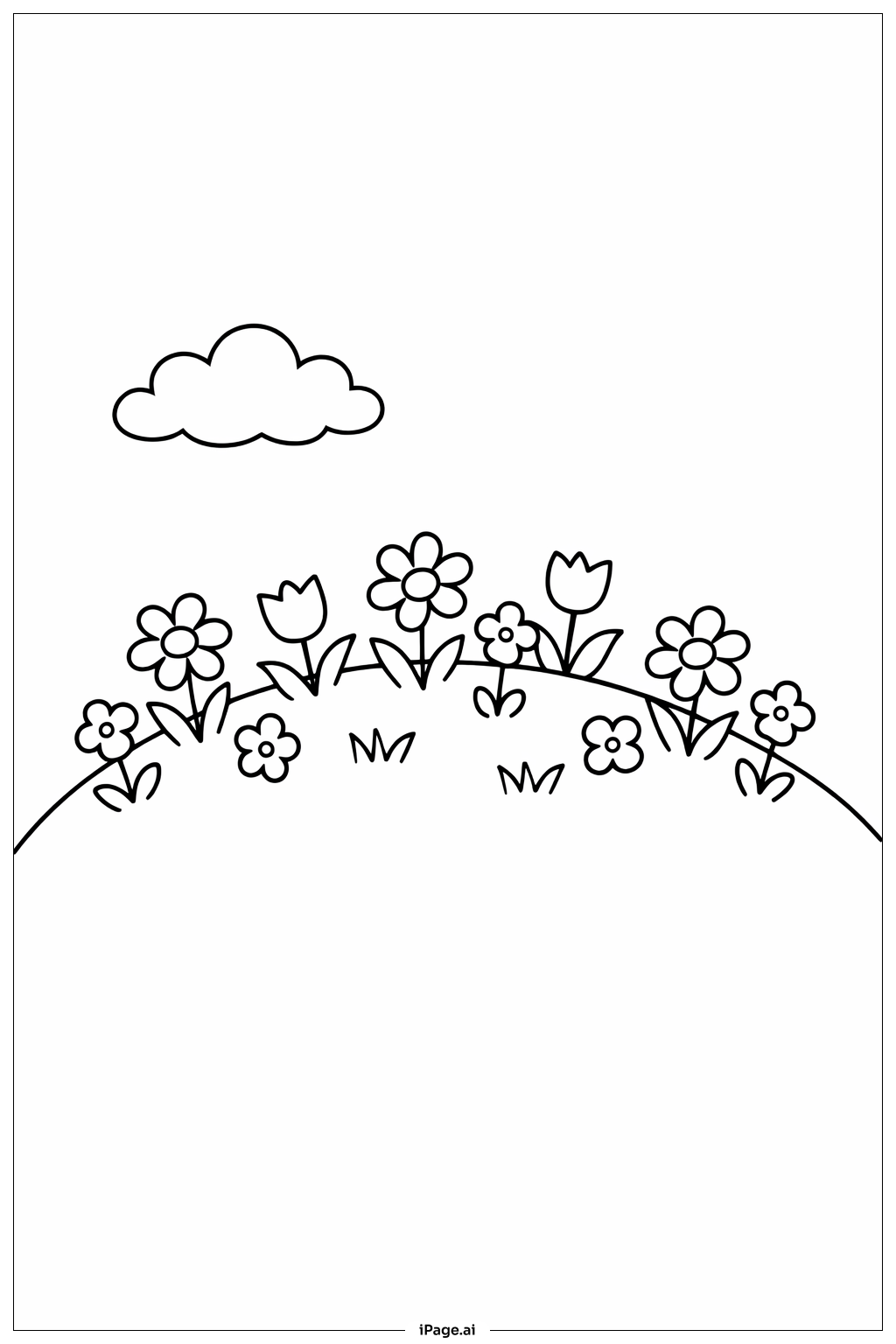 Hilltop Flowers Coloring Page