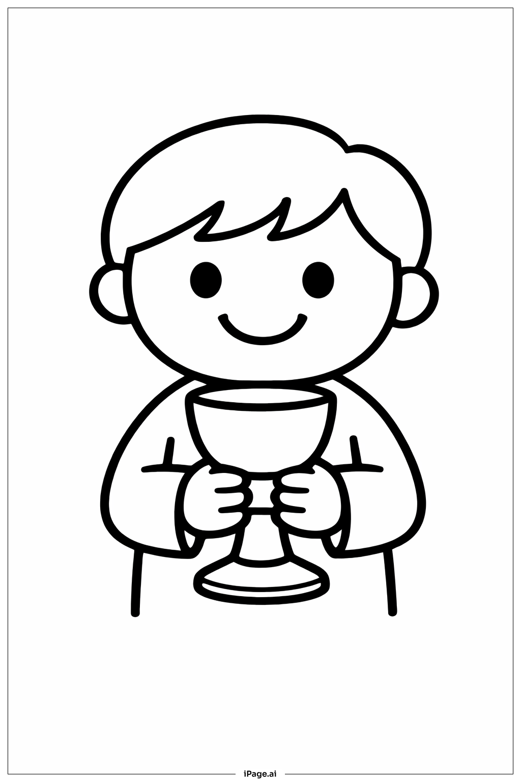  Trang tô màu Thứ Năm Tuần Thánh Trẻ Em Cầm Chén Thánh 