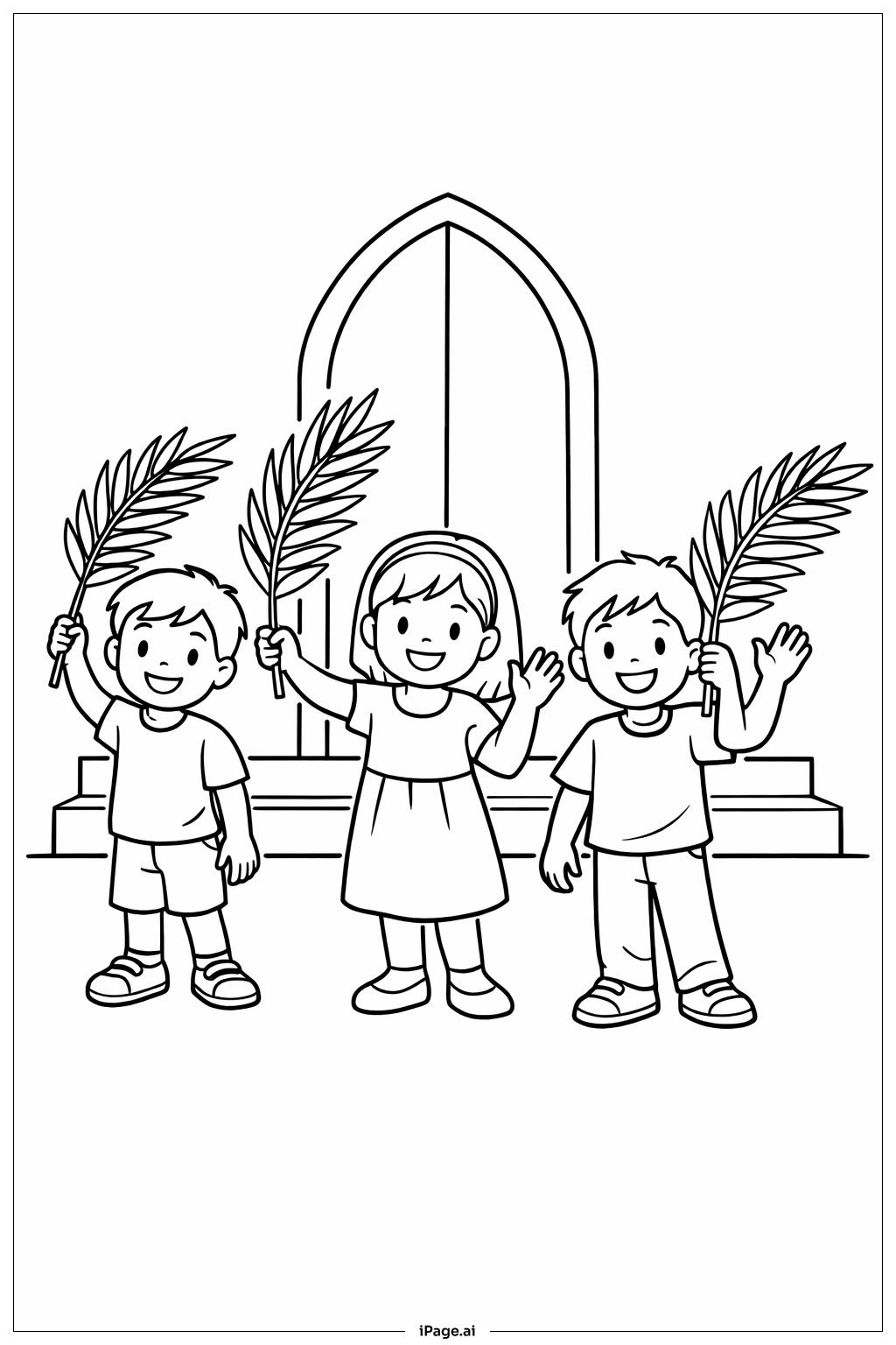  Trang tô màu Thứ Năm Tuần Thánh Trẻ Em Với Lá Cọ 